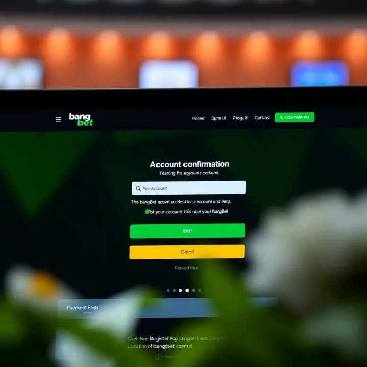 Confirmation screen showing successful account creation on BangBet platform