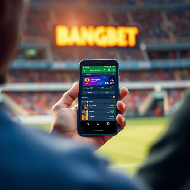 Mobile phone screen showing Bangbet app interface with betting options