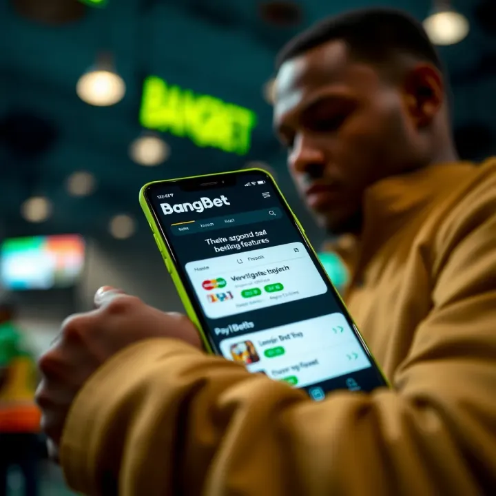 User navigating betting options within BangBet app on an Android device