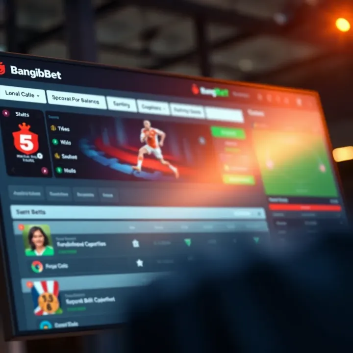 Dashboard showing various sports betting options and account balance on BangBet