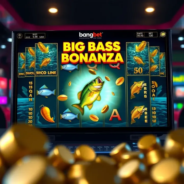 Gameplay screen of Big Bass Bonanza showing fishing-themed slot symbols and bonus features on Bangbet platform