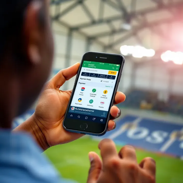 Mobile phone displaying a sports betting application interface for football