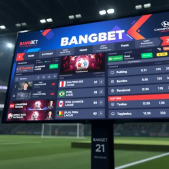 Illustration of a digital sports betting platform displaying Champions League odds and match options