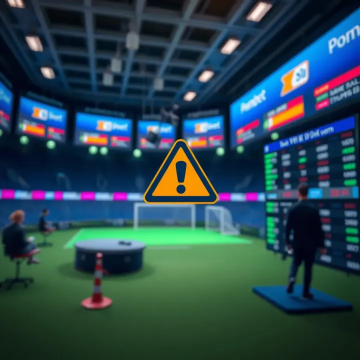Illustration showing a digital betting platform with a warning symbol indicating a security breach