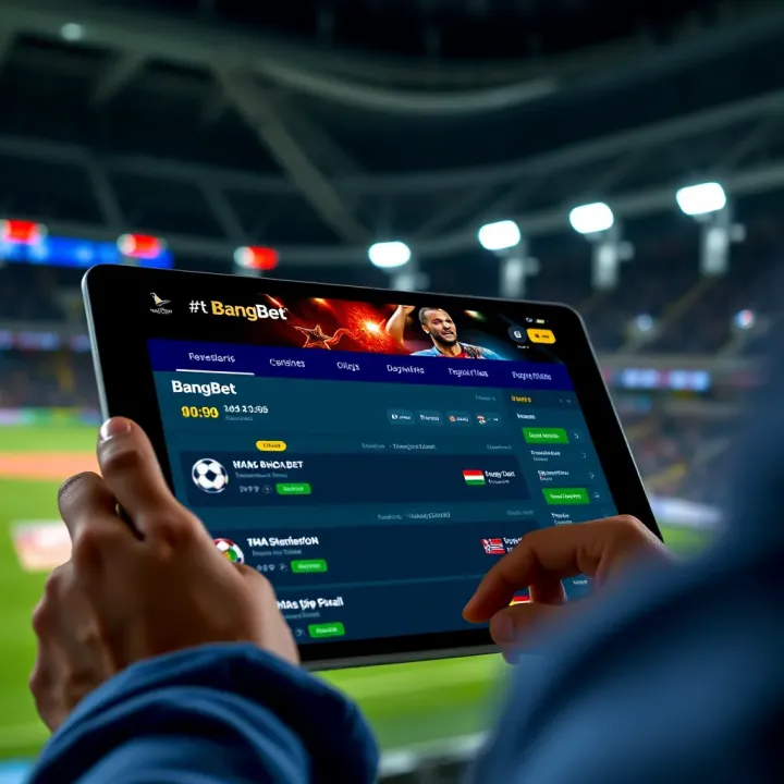 BangBet platform interface displaying live Europa League betting options on a digital device