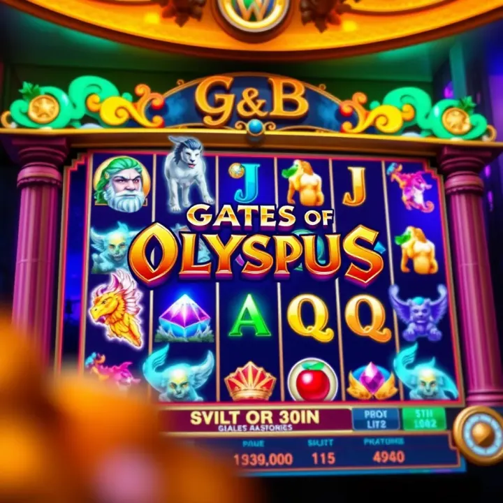 Colorful slot game interface featuring mythical symbols and vibrant graphics from Gates of Olympus