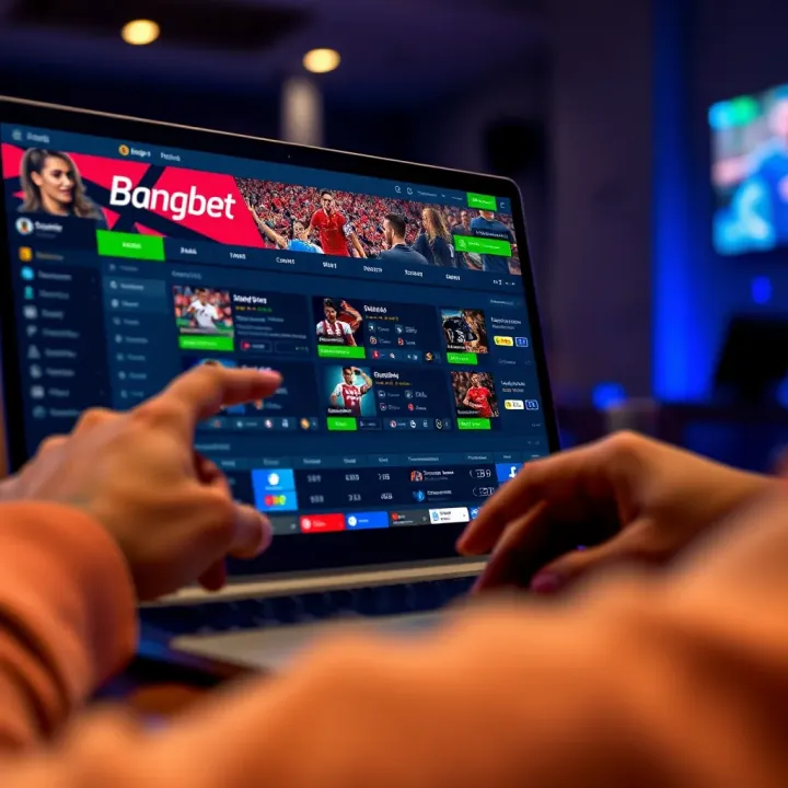 User navigating the Bangbet sports betting platform on a laptop screen