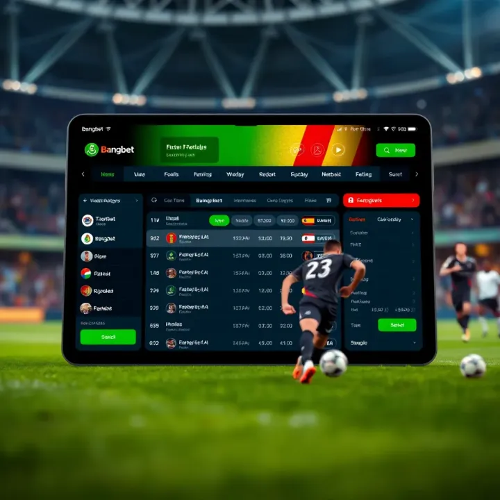 User interface of Bangbet platform showing live football betting options and odds