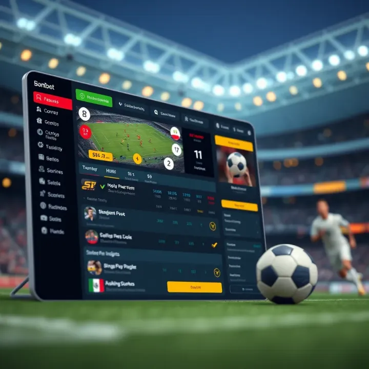 Interface displaying key features of BangBet's live football scoring service with betting insights