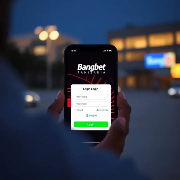 Secure login screen showing Bangbet Tanzania interface on a smartphone