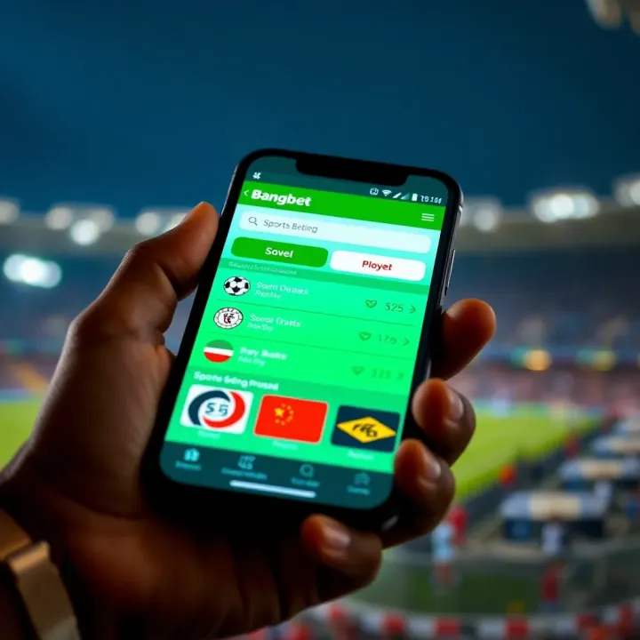 Smartphone displaying the Bangbet mobile app interface with sports betting options