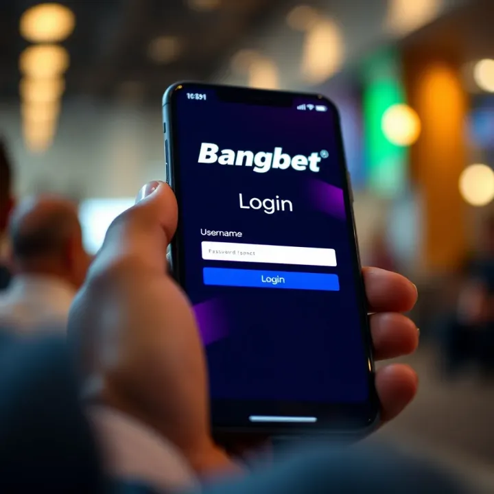 Mobile device displaying the Bangbet login screen with username and password fields