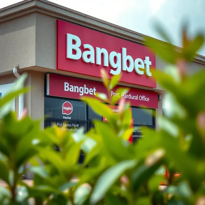 Exterior view of Bangbet office building in Port Harcourt with clear signage