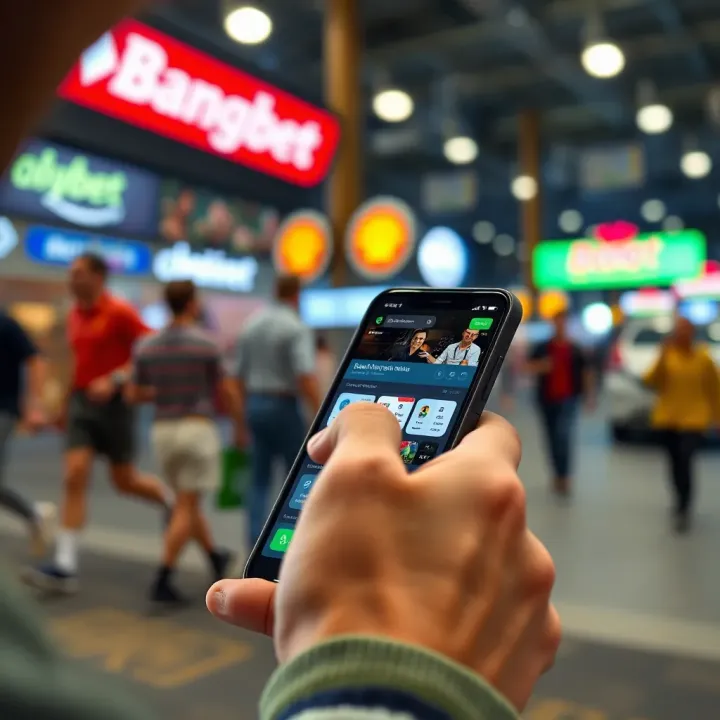 User interacting with a lightweight mobile betting platform on an older smartphone