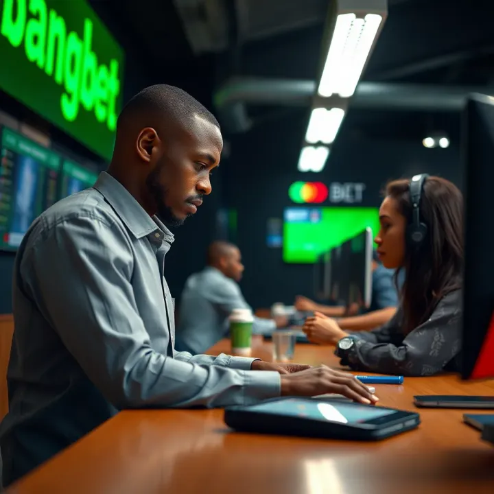 Customer service desk at Bangbet Port Harcourt providing support to bettors