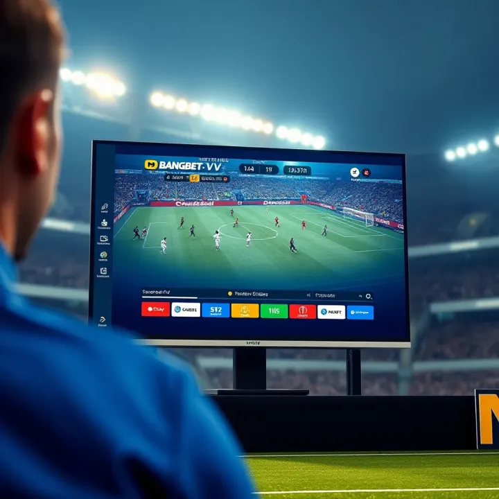 Live sports streaming interface showing a soccer match on Bangbet TV Live platform