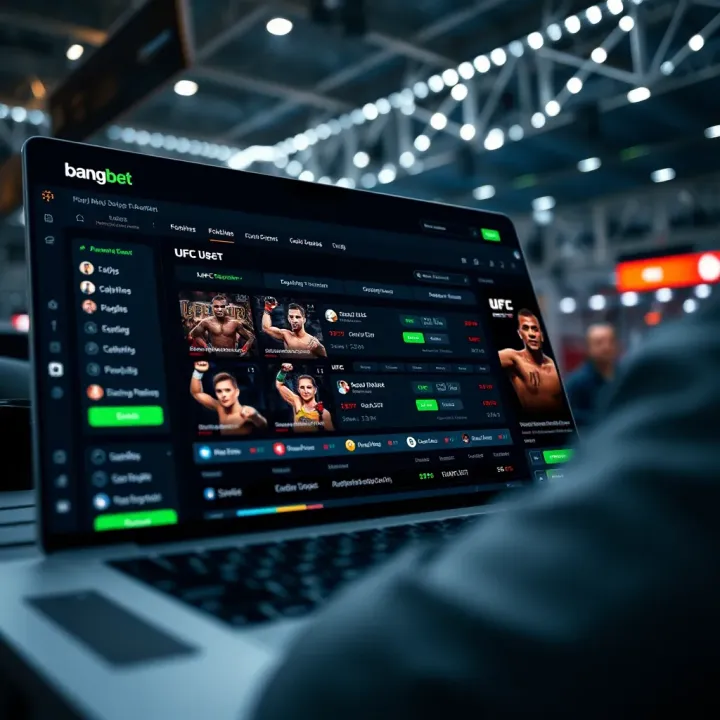 User interface of BangBet platform showing UFC betting options and odds