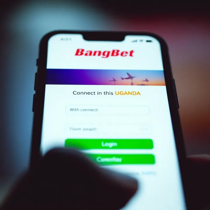 Mobile phone screen showing BangBet Uganda login page with secure connection