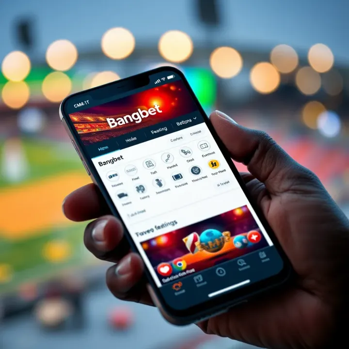 Modern smartphone showing updated Bangbet mobile platform with improved navigation and betting features