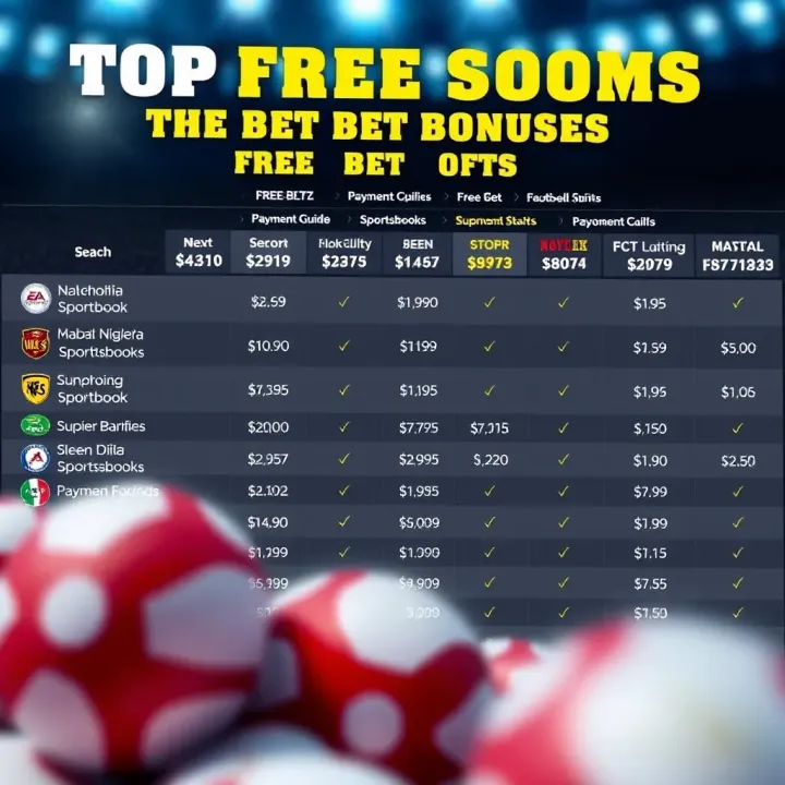 Comparison chart showcasing top Nigerian sportsbooks and their free bet offers