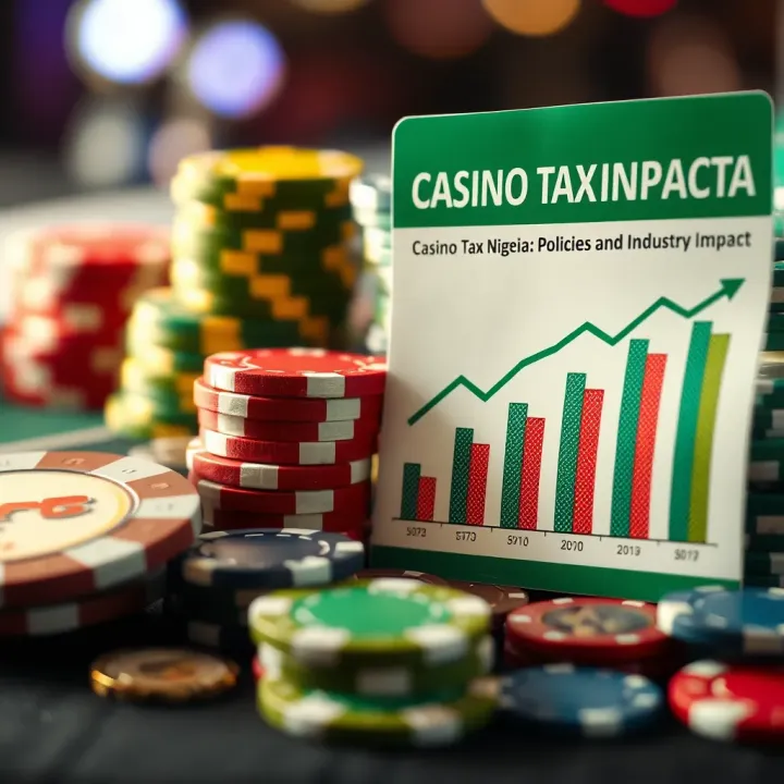 Graphic of casino chips, currency symbols, and a chart depicting economic impact