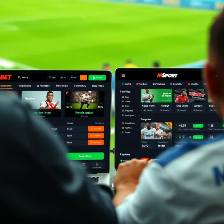 Comparison of Bangbet and Msport online platforms showing sports betting options