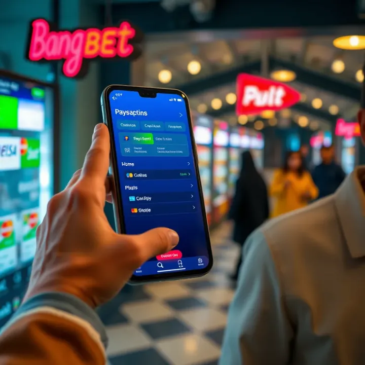 User navigating payment options on the BangBet app for secure transactions