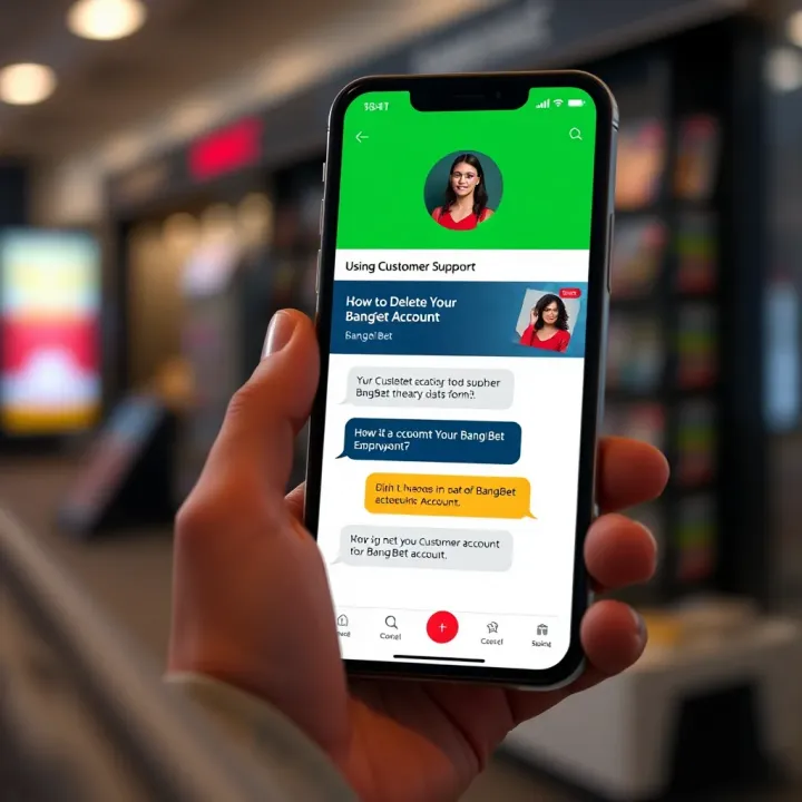 Mobile device displaying customer support chat interface for BangBet assistance
