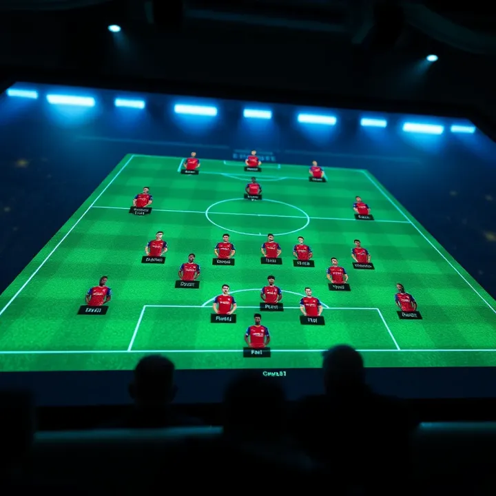 Premier League team formation on a digital tactical board showing player positions and strategic movements