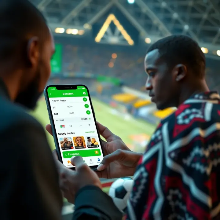 User making a sports bet using BangBet platform with Nigerian currency payment options shown