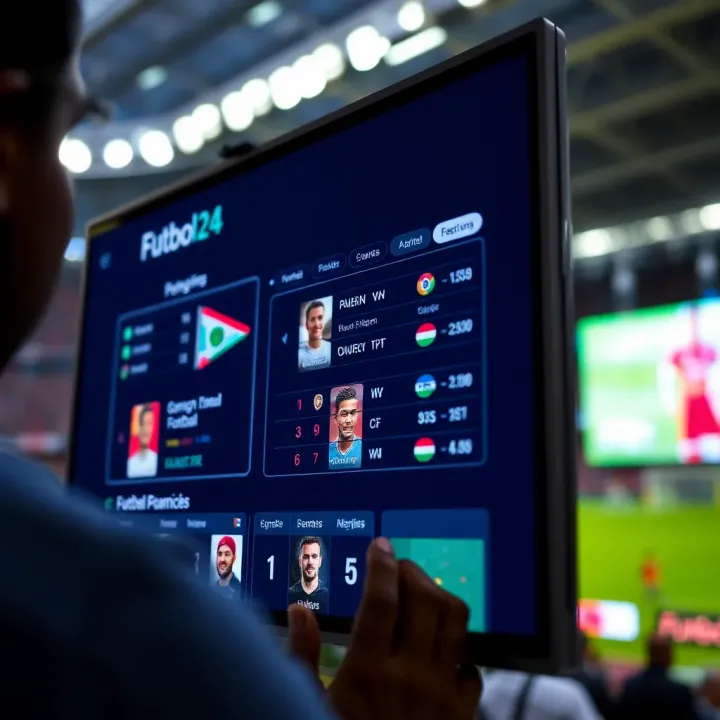 Futbol24 displaying real-time football match scores and updates on screen