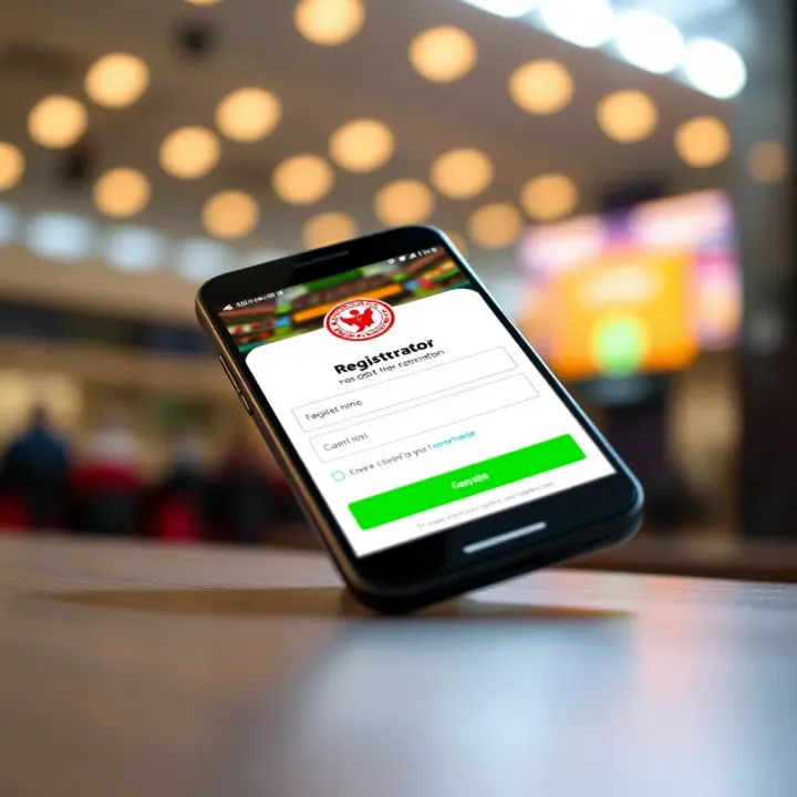 User interface displaying BangBet registration form on a mobile device