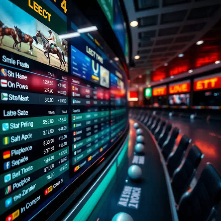 Variety of betting options displayed on a digital platform for horse races