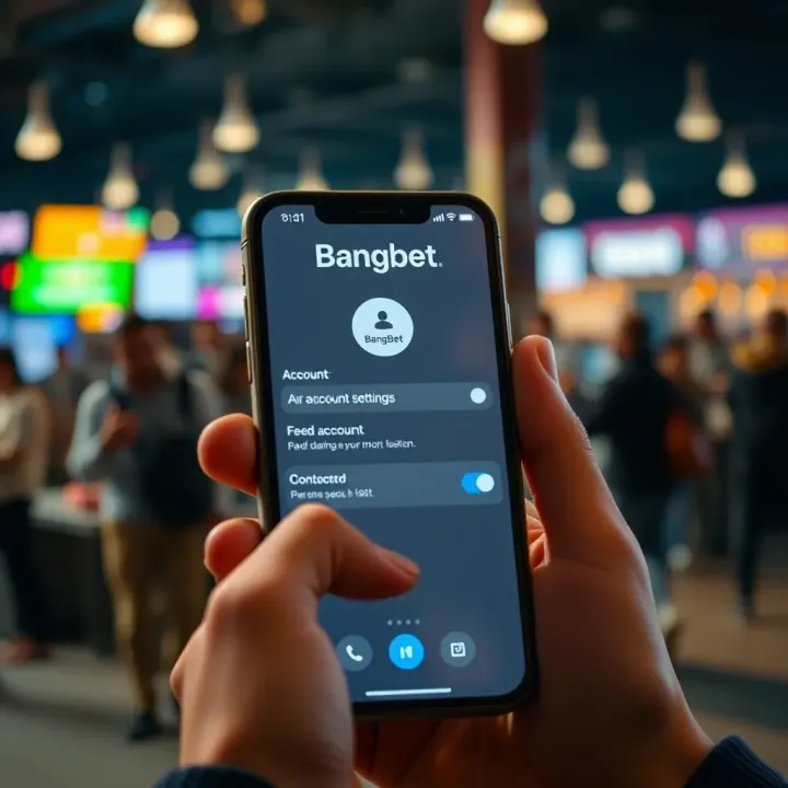 Mobile phone screen showing BangBet account settings for account deletion