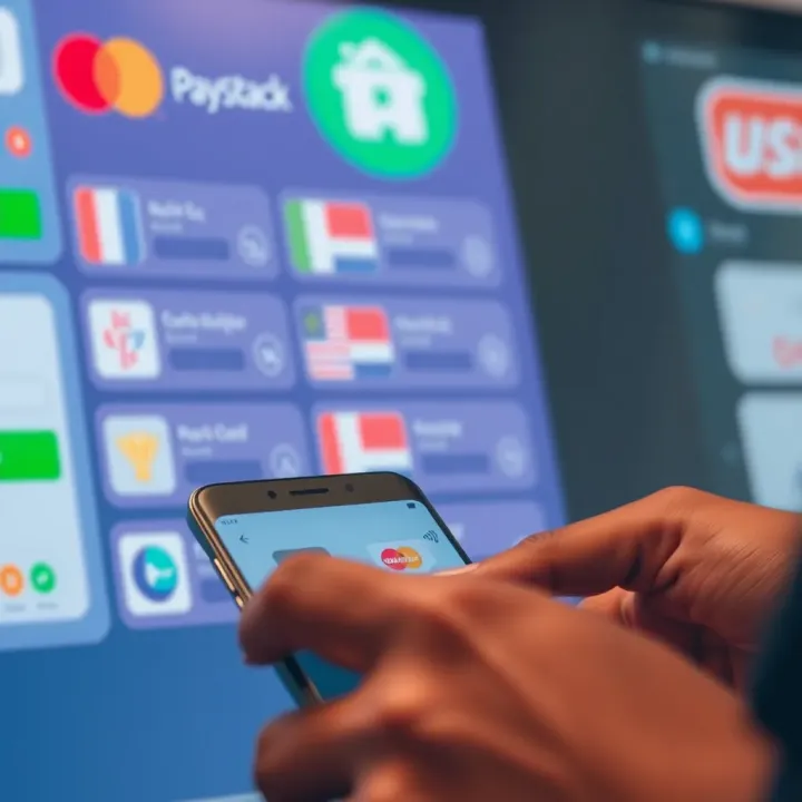 Various payment methods including card payment, bank transfer, and USSD on Paystack platform