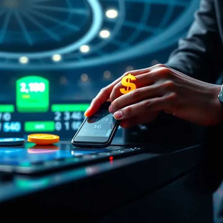 Illustration of secure online betting transaction with digital currency symbols