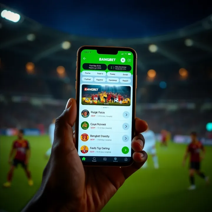 Mobile device displaying the Bangbet app interface with betting options