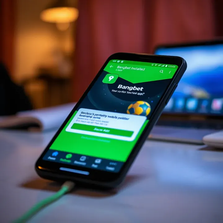 Secure smartphone screen showing Bangbet app installation in progress