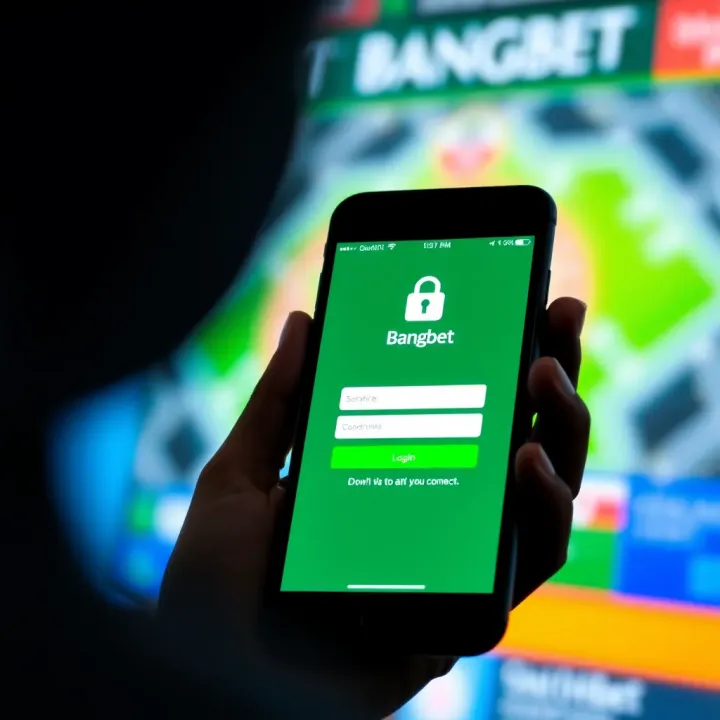 Mobile device displaying Bangbet app login page with secure connection