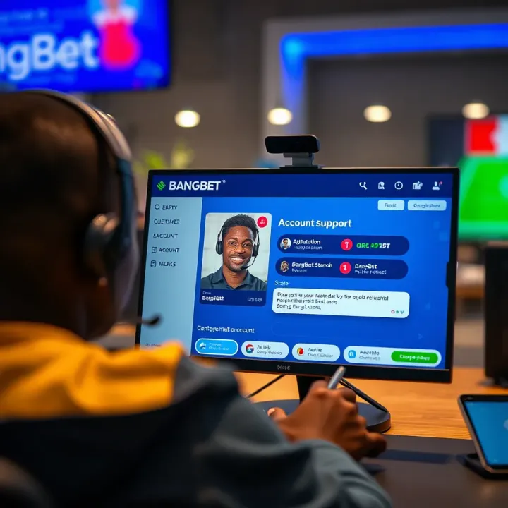 Customer support chat window with BangBet representative assisting with account reactivation