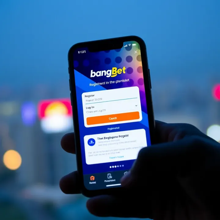 Mobile phone displaying BangBet registration screen in Nigeria