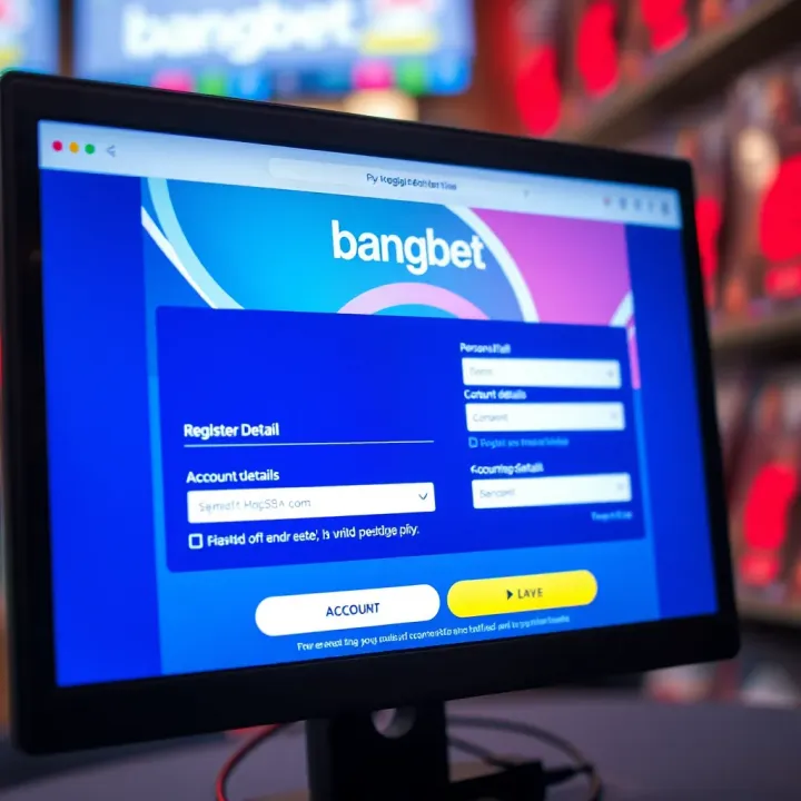 User interface showing the Bangbet registration form with fields for personal and account details