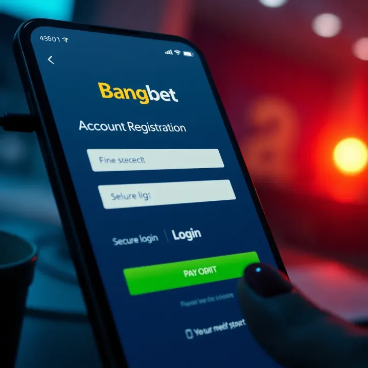 Interface of Bangbet app featuring account registration and secure login fields