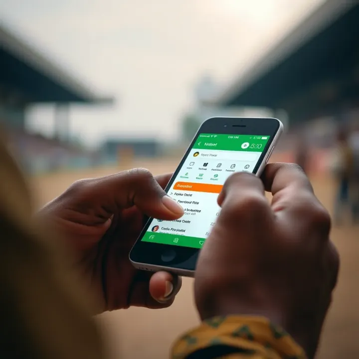 User interacting with the Mlite Old Mobile Bangbet interface on a basic mobile phone