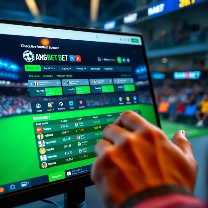 User navigating Bangbet website to access current football match results and betting options