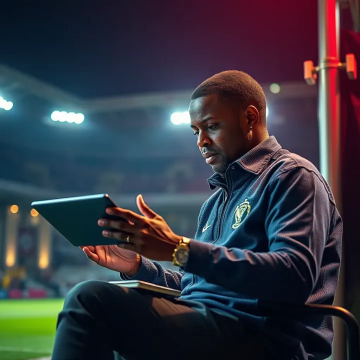 Illustration of a Nigerian bettor analyzing football match probabilities and betting strategies