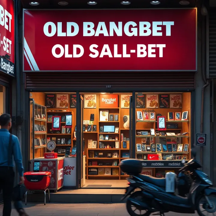 Exterior view of Old Bangbet Mobile Shop showcasing mobile phones and accessories on display outside the store