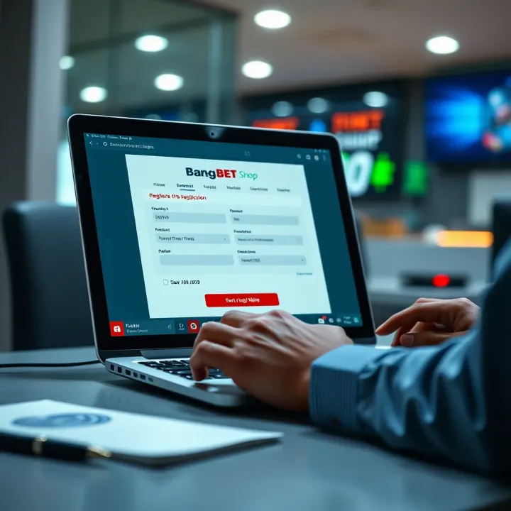 Person using a laptop to fill out an online betting agent registration form