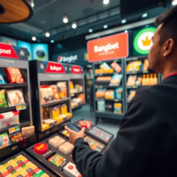 User browsing diverse product categories on an interactive online betting and shopping platform