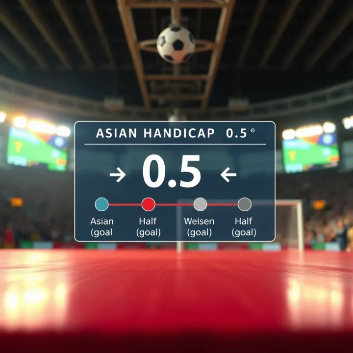Diagram illustrating the concept of Asian handicap with a half-goal adjustment in sports betting